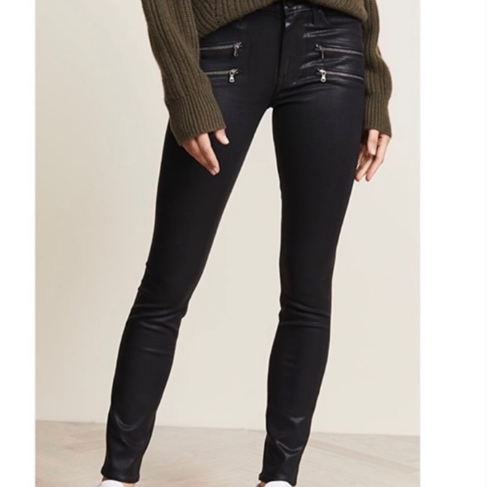 PAIGE Black Skinny Zip-Pocket Jeans